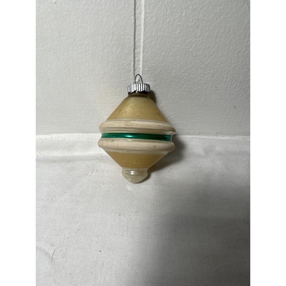 Vintage‎ MCM Shiny Brite Glass TORNADO Lantern UFO Christmas Ornament Stripe
